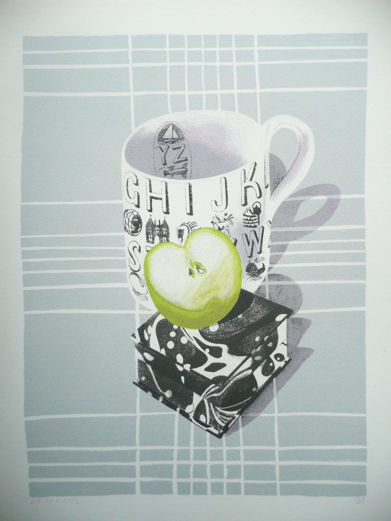 An Eric Ravilious 'Alphabet' mug, in a lithograph which will be sold by Neil Jennings in a mixed sale of artwork to be held at the Artworkers Guild, 6 Queens Square London WC1 N3AT, from March 3rd 2015. [For more information contact Neil Jennings, neil@jenningsfineart.co.uk 07812 994558].